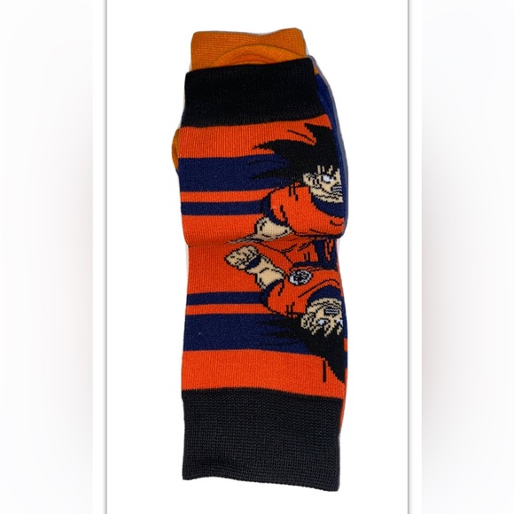 Dragonball Z Crew Socks 2 Pair Men 8-12 Blue Orange Black Goku & Gohan Anime NEW - Picture 9 of 12